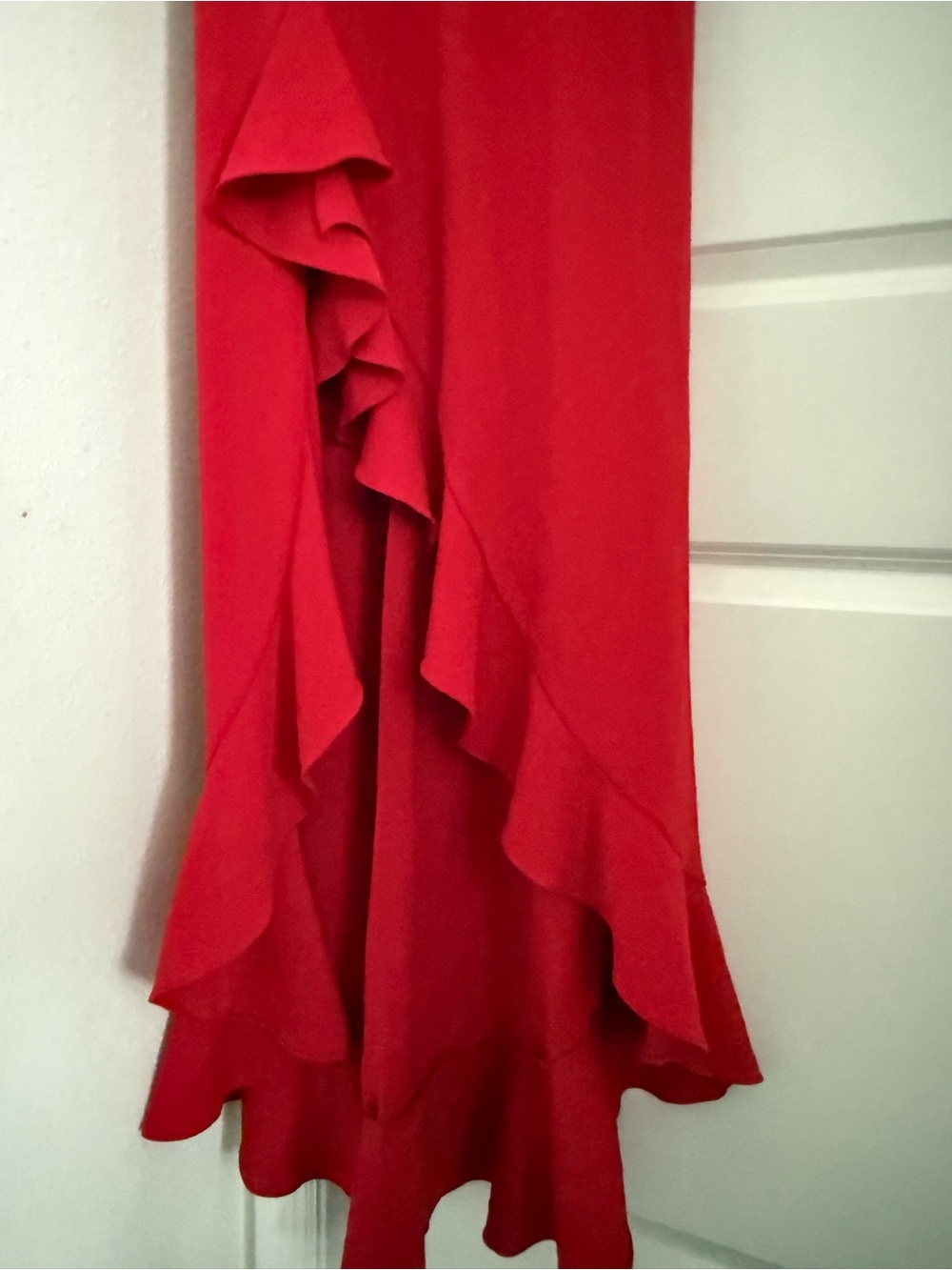 Betsy & Adam Red Ruffle Slip Maxi Dress - Picture 2 of 9